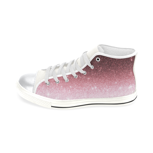 rose gold Glitter gradient High Top Canvas Shoes for Kid (Model 017)