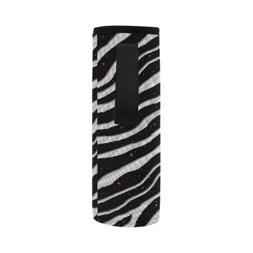 Ripped SpaceTime Stripes - White Neoprene Water Bottle Pouch/Large