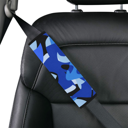 Camouflage Abstract Blue and Black Car Seat Belt Cover 7''x10''
