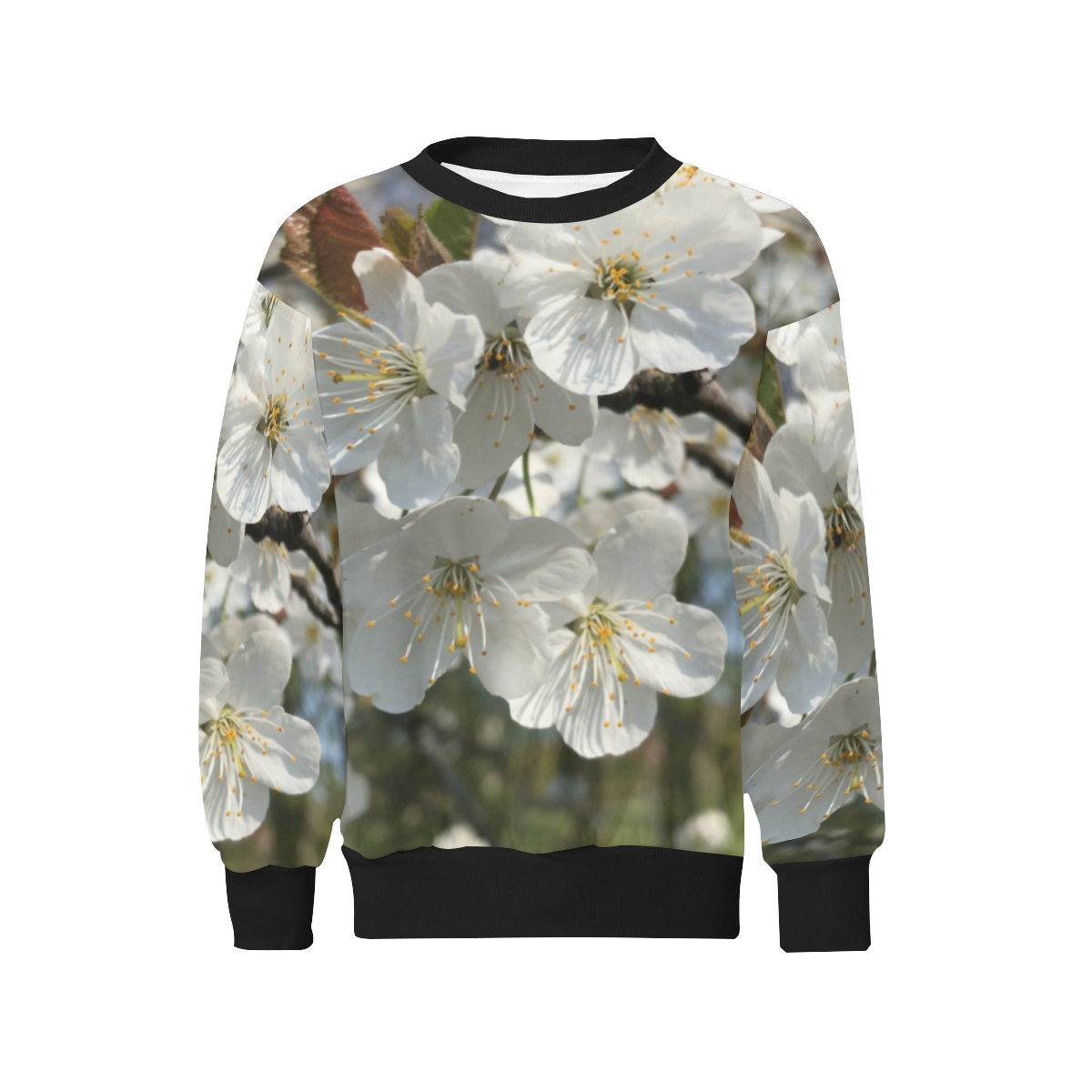 white flower Kids' All Over Print Sweatshirt (Model H37)