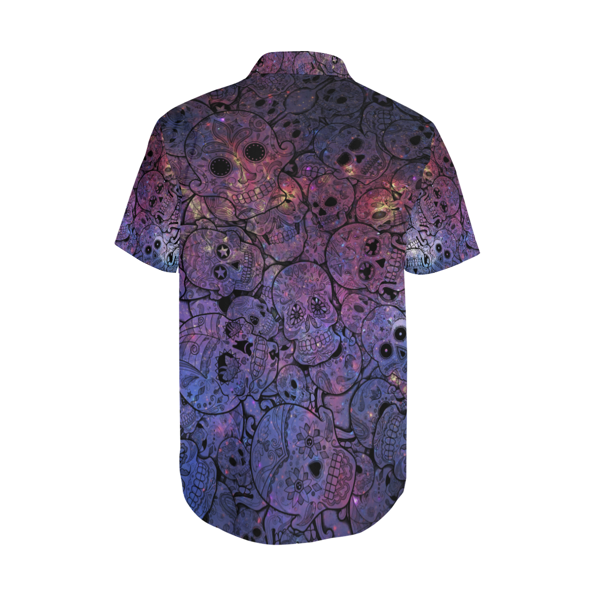 Cosmic Sugar Skulls Men's Short Sleeve Shirt with Lapel Collar (Model T54)