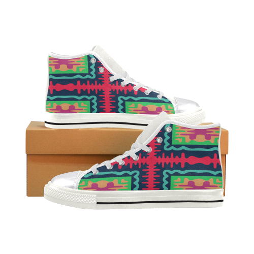 Waves in retro colors Women's Classic High Top Canvas Shoes (Model 017)