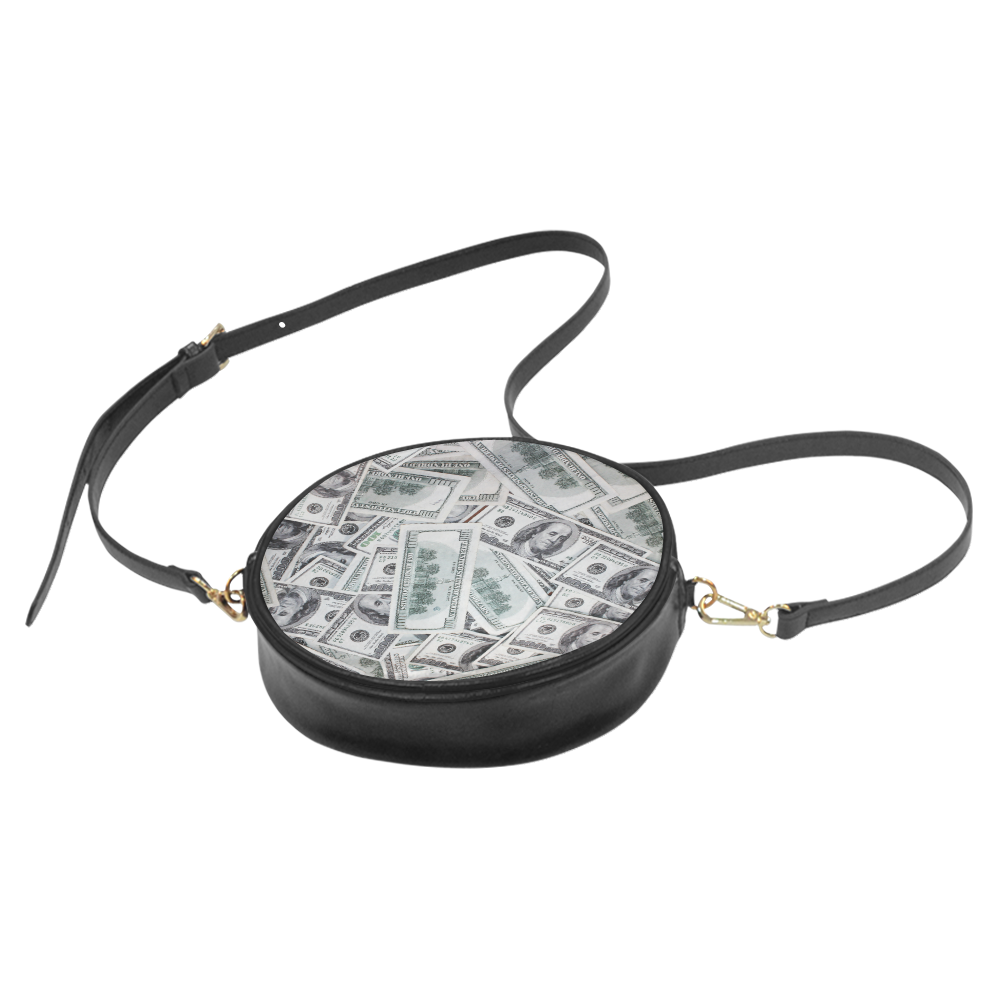 Cash Money / Hundred Dollar Bills Round Sling Bag (Model 1647)
