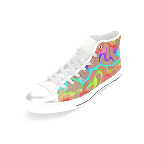 Colorful wavy shapes Women's Classic High Top Canvas Shoes (Model 017)