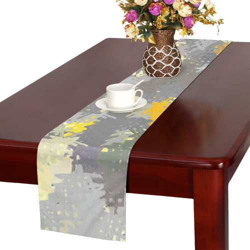 Yellow and Gray Tapestry Table Runner 16x72 inch