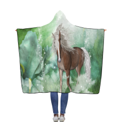 Horse in a fantasy world Flannel Hooded Blanket 56''x80''