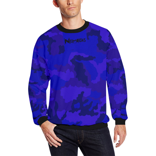 NUMBERS Collection Ready Royal Blue Camo All Over Print Crewneck Sweatshirt for Men (Model H18)