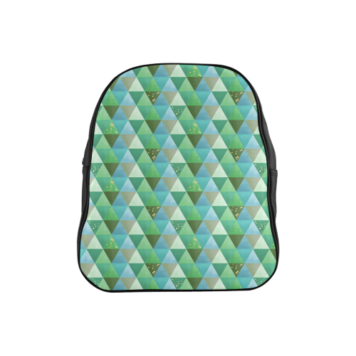 Triangle Pattern - Green Teal Khaki Moss School Backpack (Model 1601)(Small)