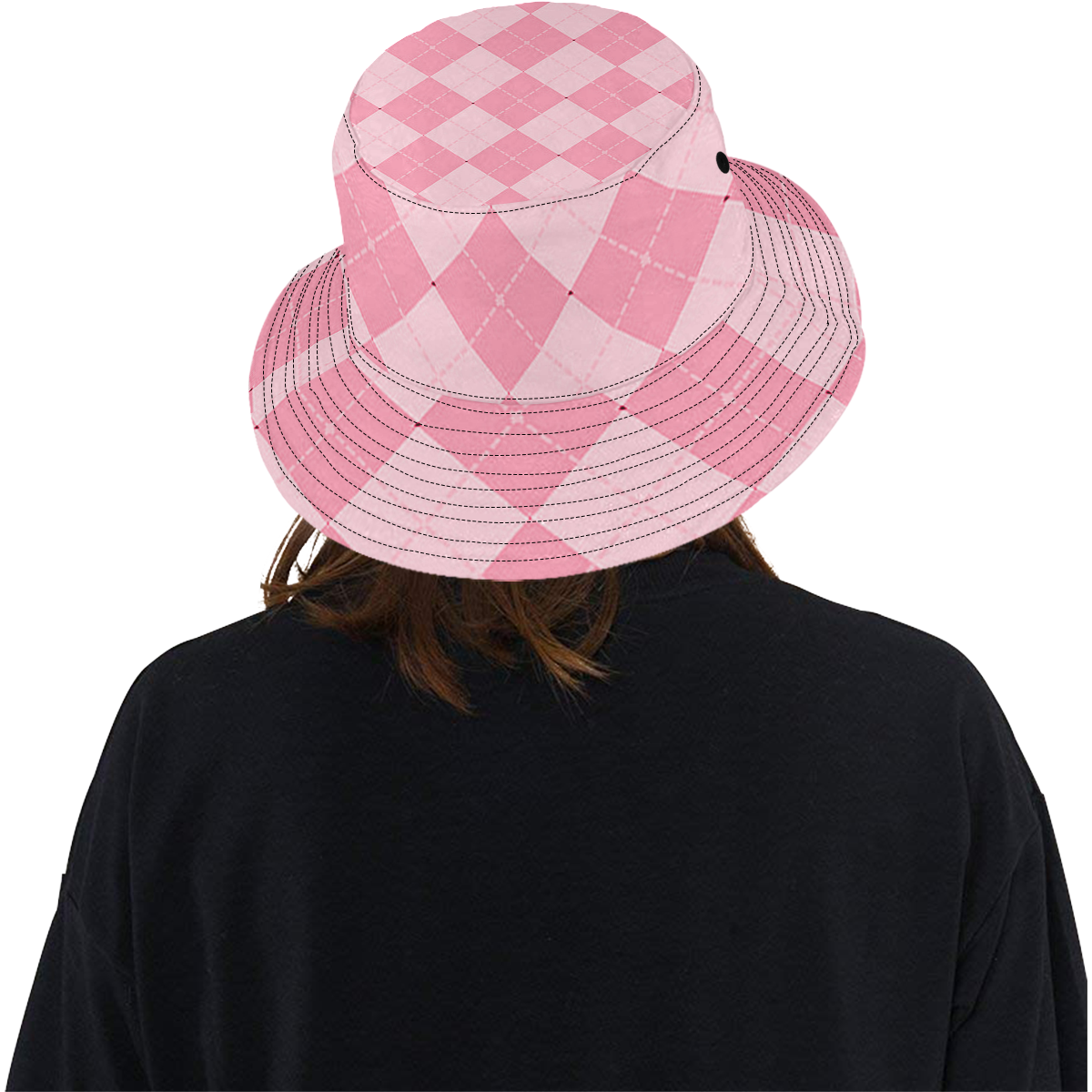 Argyle Pink Sport All Over Print Bucket Hat