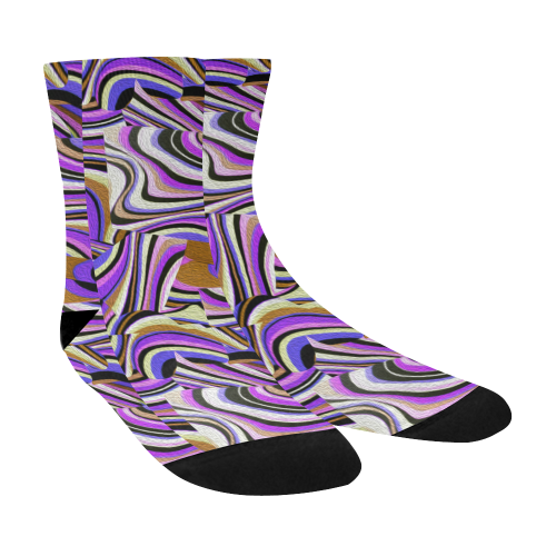 Groovy Retro Renewal - Purple Waves Crew Socks