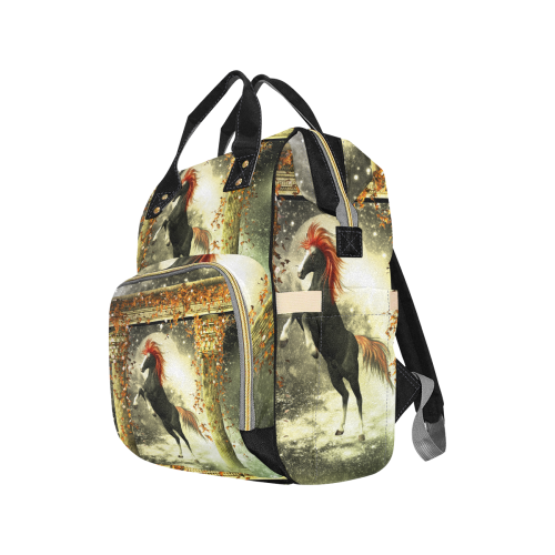 Wild horse in a fantasy world Multi-Function Diaper Backpack/Diaper Bag (Model 1688)