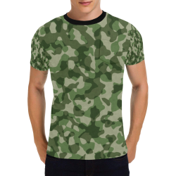 CAMOUFLAGE-GREEN 1 Men's All Over Print T-Shirt with Chest Pocket (Model T56)