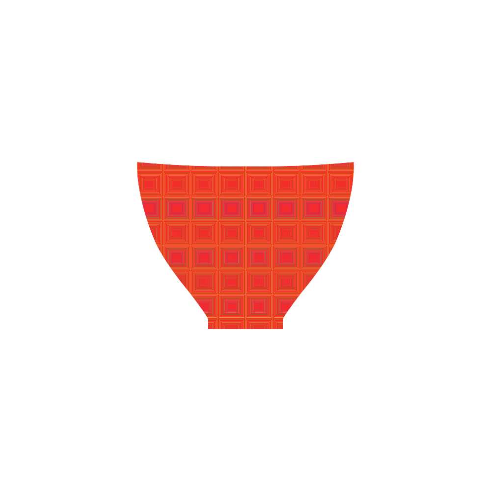 Red orange multicolored multiple squares Custom Bikini Swimsuit