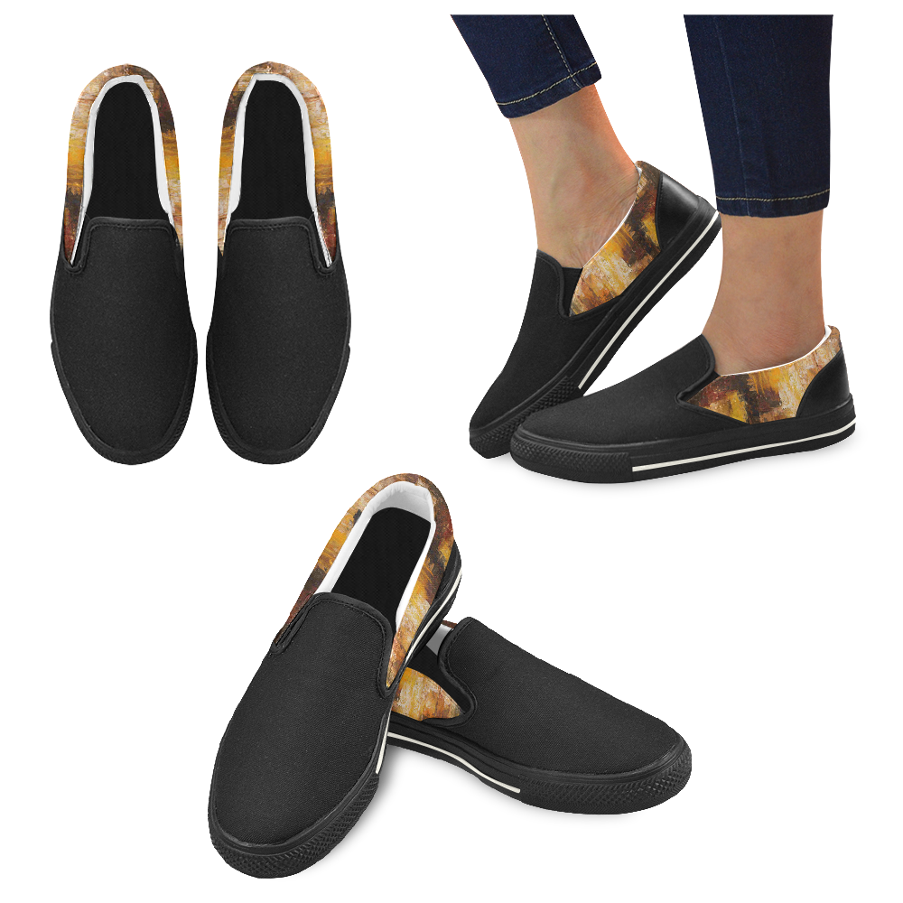 Patchwork Women's Slip-on Canvas Shoes/Large Size (Model 019)