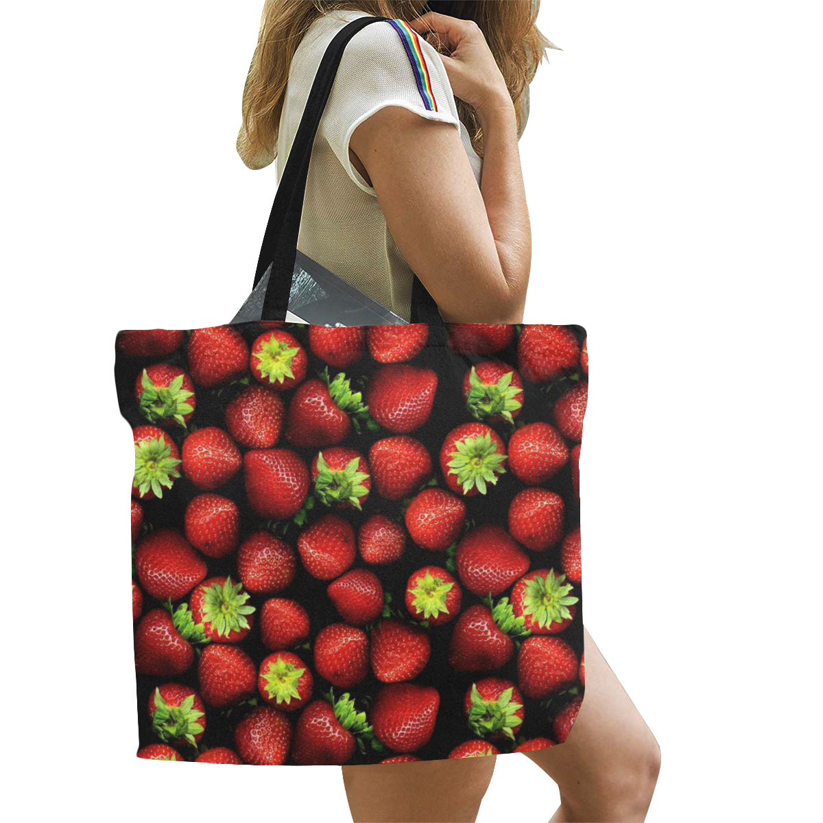 Strawberry by Artdream All Over Print Canvas Tote Bag/Large (Model 1699)