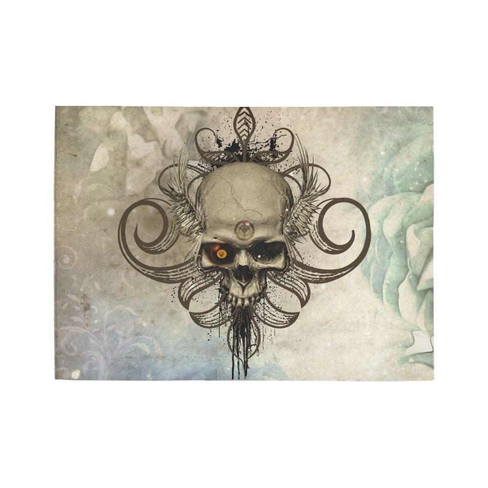 Creepy skull, vintage background Area Rug7'x5'