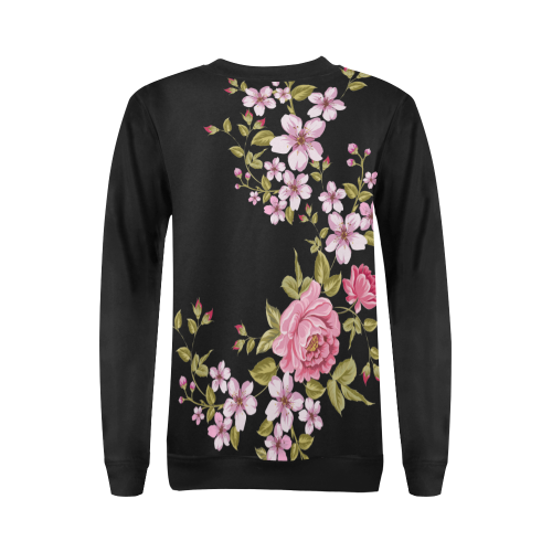 Pure Nature - Summer Of Pink Roses 1 All Over Print Crewneck Sweatshirt for Women (Model H18)