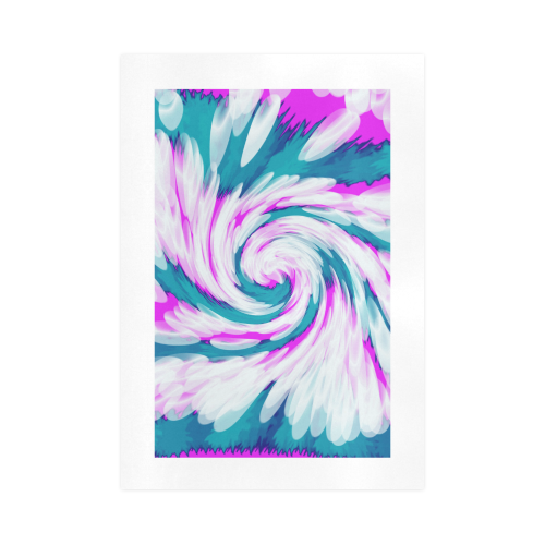 Turquoise Pink Tie Dye Swirl Abstract Art Print 16‘’x23‘’