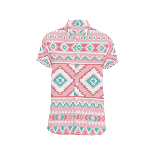 Aztec - Light Pink and green Men's All Over Print Short Sleeve Shirt (Model T53)