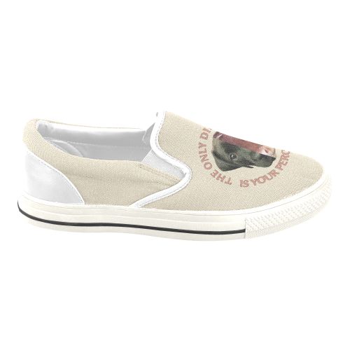 Vegan Cow and Dog Design with Slogan Men's Unusual Slip-on Canvas Shoes (Model 019)
