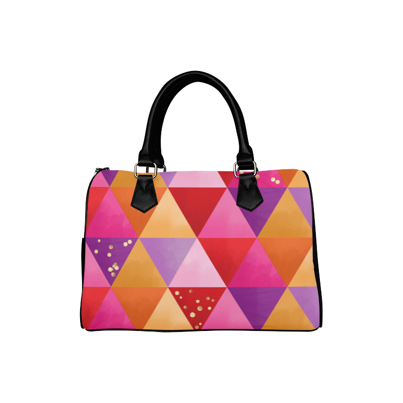Triangle Pattern - Red Purple Pink Orange Yellow Boston Handbag (Model 1621)