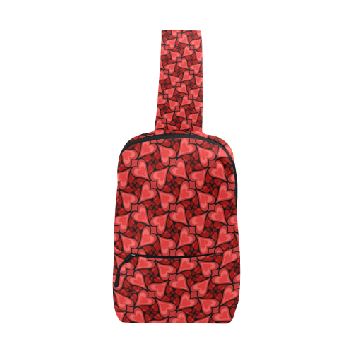 Red Hearts Love Pattern Chest Bag (Model 1678)