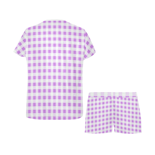Lavender Gingham Women's Short Pajama Set