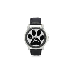 BooBooFace by MacAi in white Unisex Stainless Steel Leather Strap Watch(Model 202)