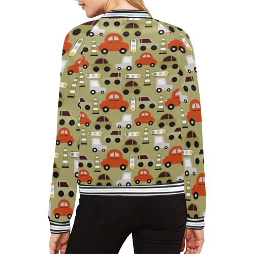 toy cars pattern All Over Print Bomber Jacket for Women (Model H21)