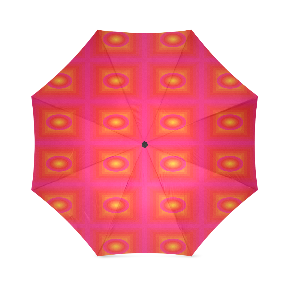 Pink yellow oval multiple squares Foldable Umbrella (Model U01)