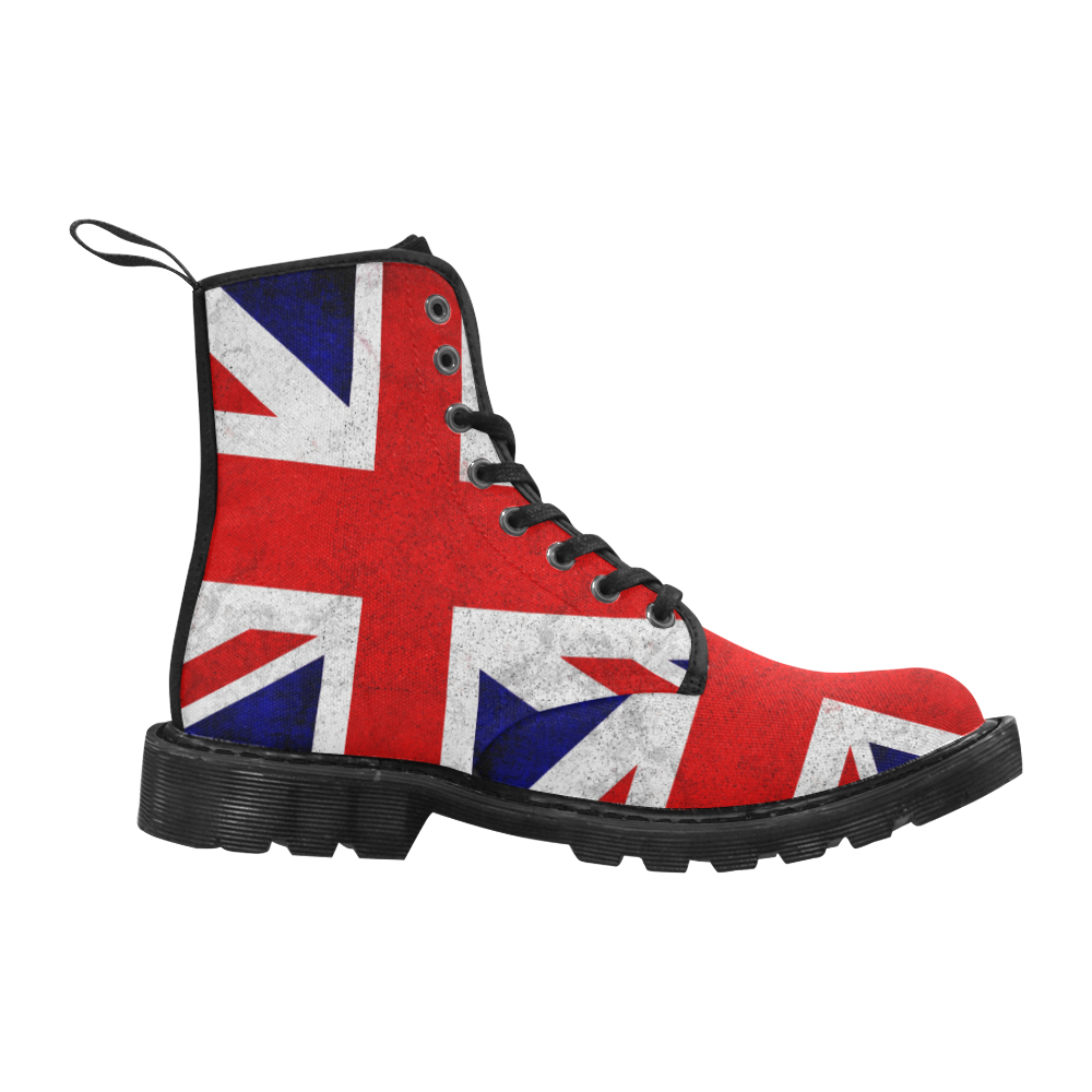 United Kingdom Union Jack Flag - Grunge 2 Martin Boots for Men (Black) (Model 1203H)