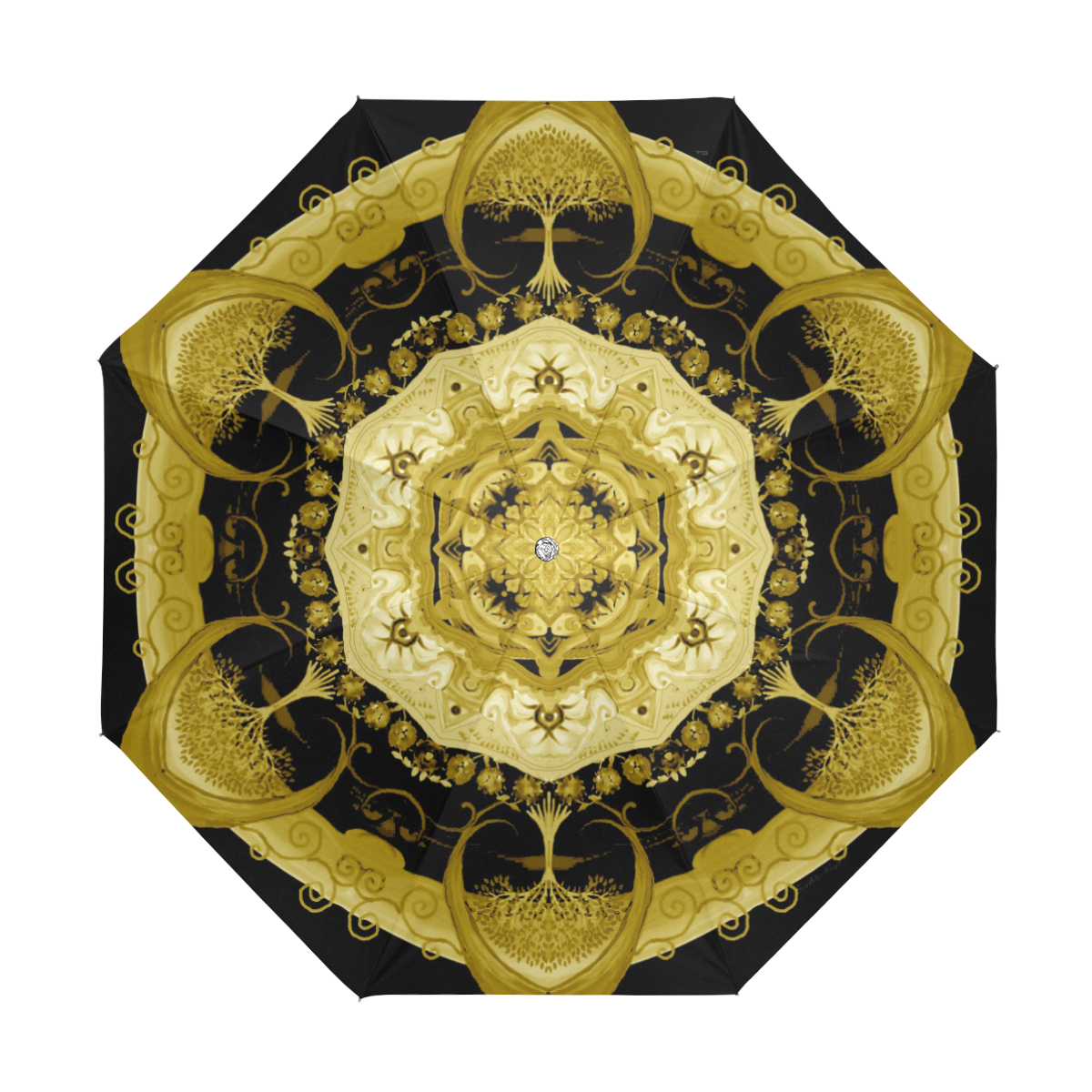mandala sunlight blackand gold Anti-UV Foldable Umbrella (U08)