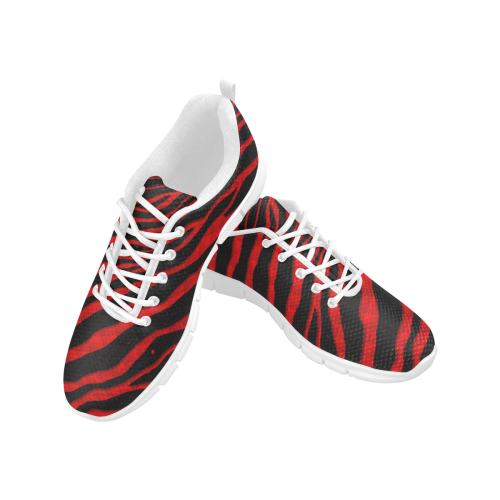 Ripped SpaceTime Stripes - Red Women's Breathable Running Shoes (Model 055)