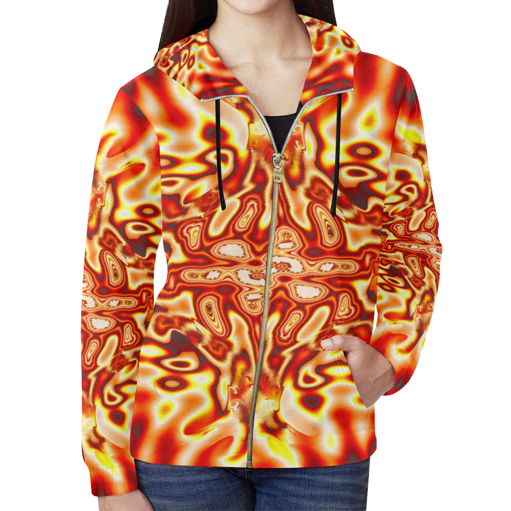 Infected All Over Print Full Zip Hoodie for Women (Model H14)