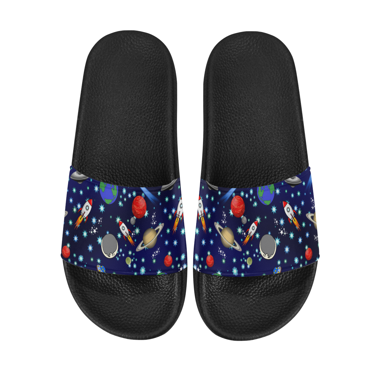 Galaxy Universe - Planets,Stars,Comets,Rockets Women's Slide Sandals (Model 057)