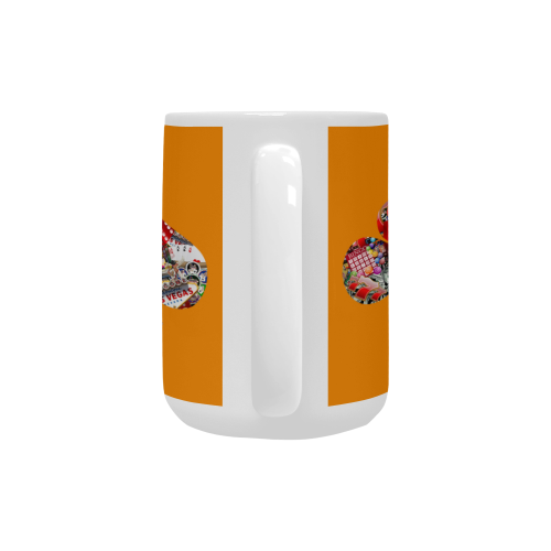 Las Vegas Playing Card Shapes on Tangerine Orange Custom Ceramic Mug (15OZ)