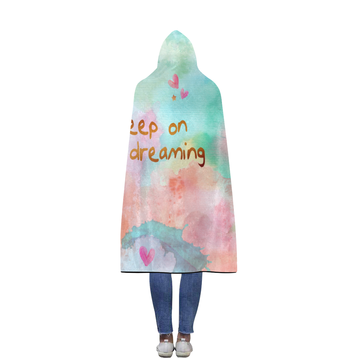 KEEP ON DREAMING - pastel Flannel Hooded Blanket 56''x80''