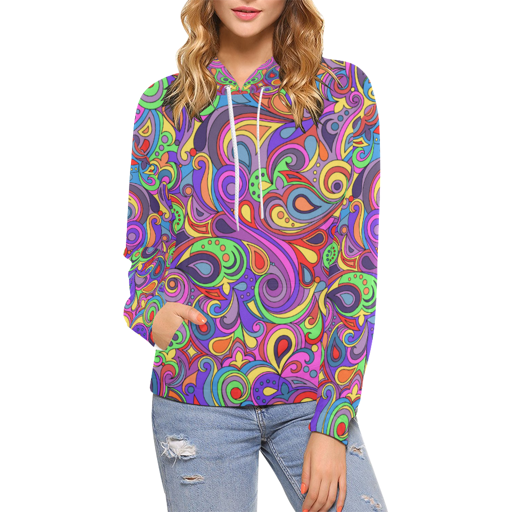 Psychedelic Hippy Doodle by ArtformDesigns All Over Print Hoodie for Women (USA Size) (Model H13)