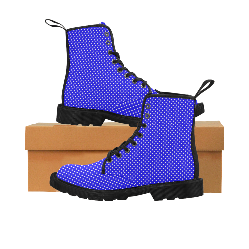 Blue polka dots Martin Boots for Women (Black) (Model 1203H)