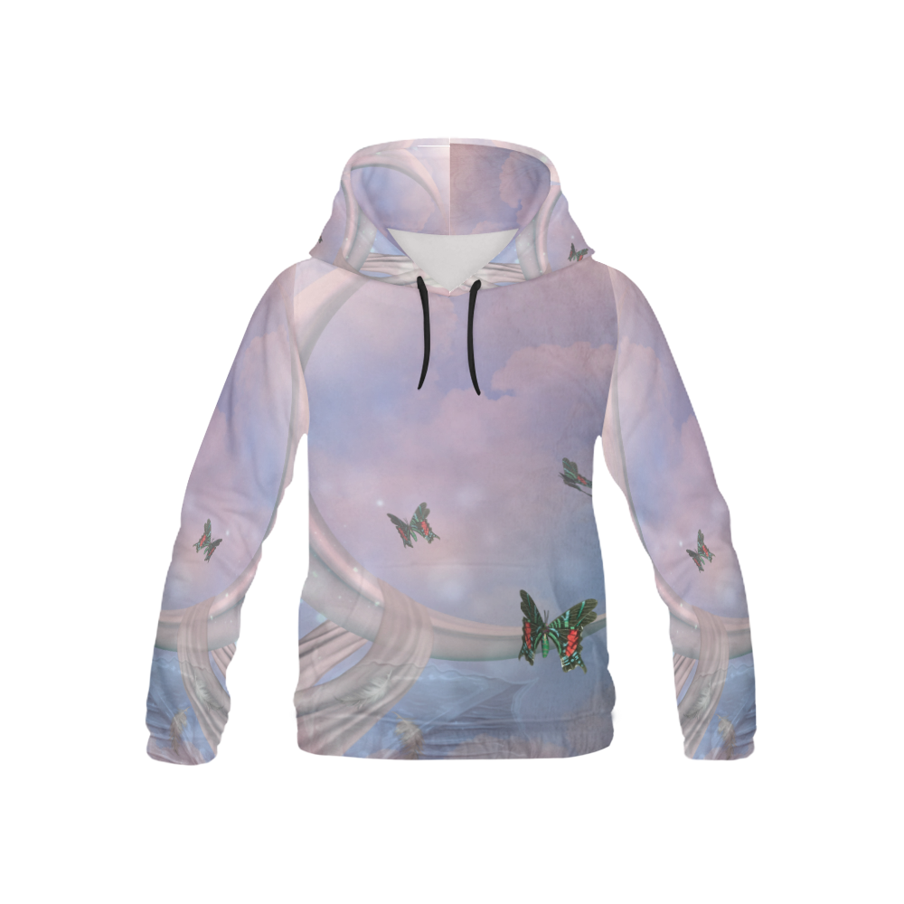 The moon with butterflies All Over Print Hoodie for Kid (USA Size) (Model H13)