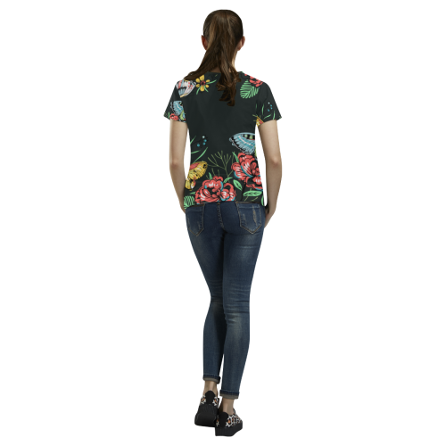 mariposas y flores All Over Print T-Shirt for Women (USA Size) (Model T40)