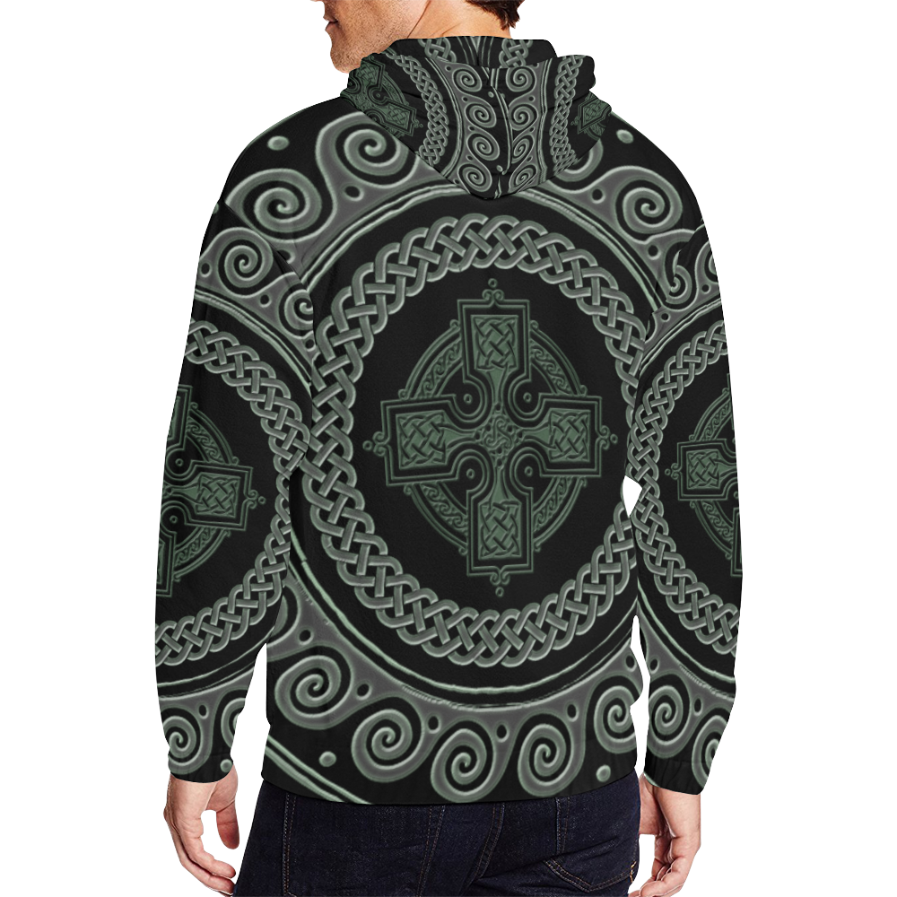 Awesome Celtic Cross All Over Print Full Zip Hoodie for Men (Model H14)