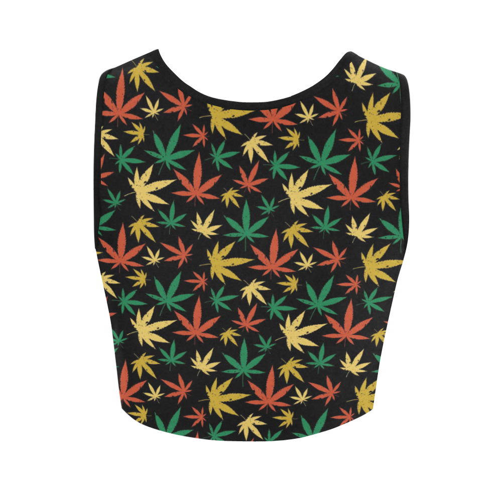 Cannabis Pattern Women's Crop Top (Model T42)