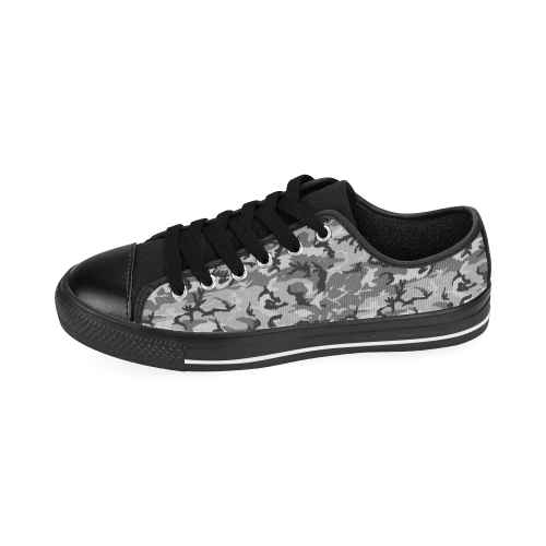 Woodland Urban City Black/Gray Camouflage Men's Classic Canvas Shoes (Model 018)
