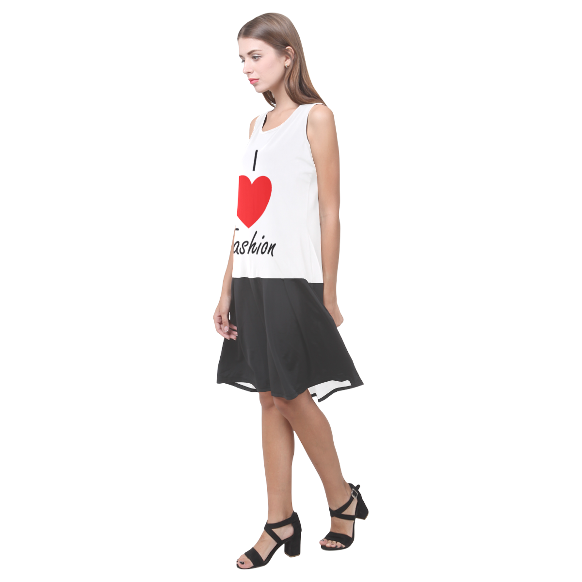 I Love Fashion Sleeveless Splicing Shift Dress(Model D17)