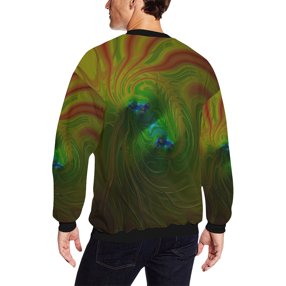 Yellow OrangeTropical Island Heat Fractal Abstract All Over Print Crewneck Sweatshirt for Men/Large (Model H18)