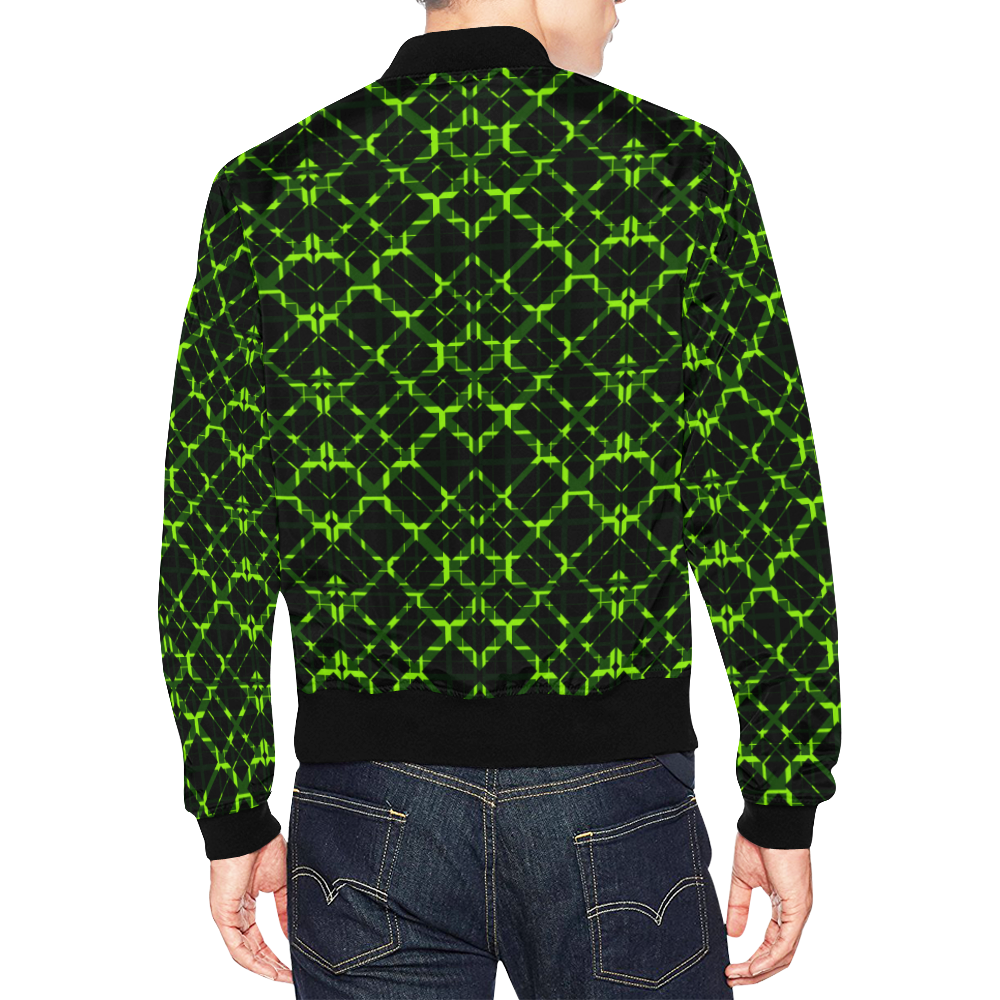 Diagonal Lime & Black Plaid  modern style All Over Print Bomber Jacket for Men (Model H19)
