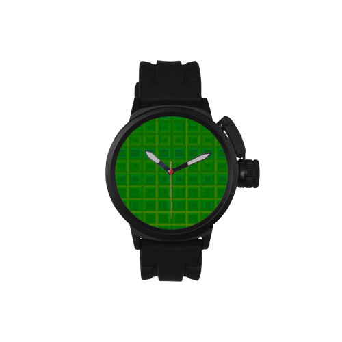 Green gold multicolored multiple squares Men's Sports Watch(Model 309)