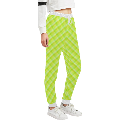 Yellow and green plaid pattern Unisex All Over Print Sweatpants (Model L11)