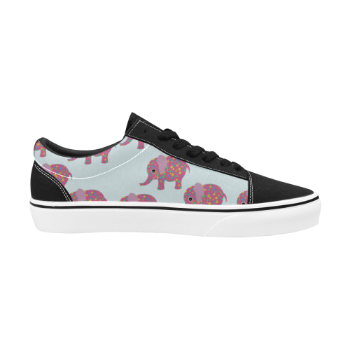 pink flower elephant Men's Low Top Skateboarding Shoes (Model E001-2)